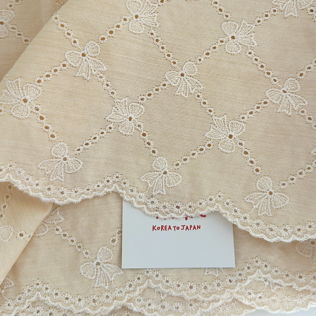 【即納】scallop lattice ribbon embroidery / 刺繍 / コットン / リボン［EM008］