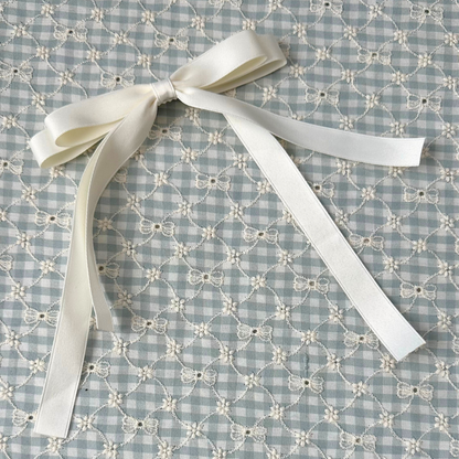 【即納】ribbon flower check  / 刺繍 / コットン / チェック / リボン / フラワー［EM003］