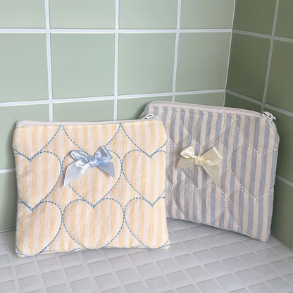 【即納】sugar stripe heart quilting / ストライプ / キルティング［QU016］