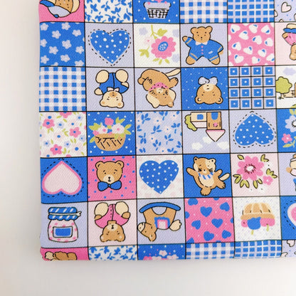 【即納】teddy patchwork twill / くま / パッチワーク / コットン / ツイル［CO072］