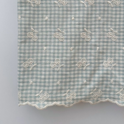 【即納】cherry check  / 刺繍 / コットン / チェック / チェリー［EM001］