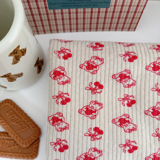 【即納】cherry bear corduroy / いちご / チェリー /くま / ハート［PO019］