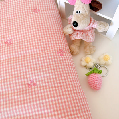 【即納】pink gingham cherry quilting / チェリー / ギンガム / チェック / コットン / キルティング［QU036］