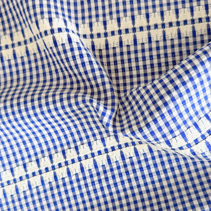【即納】royal blue check / チェック / ポリエステル / コットン［PO024］