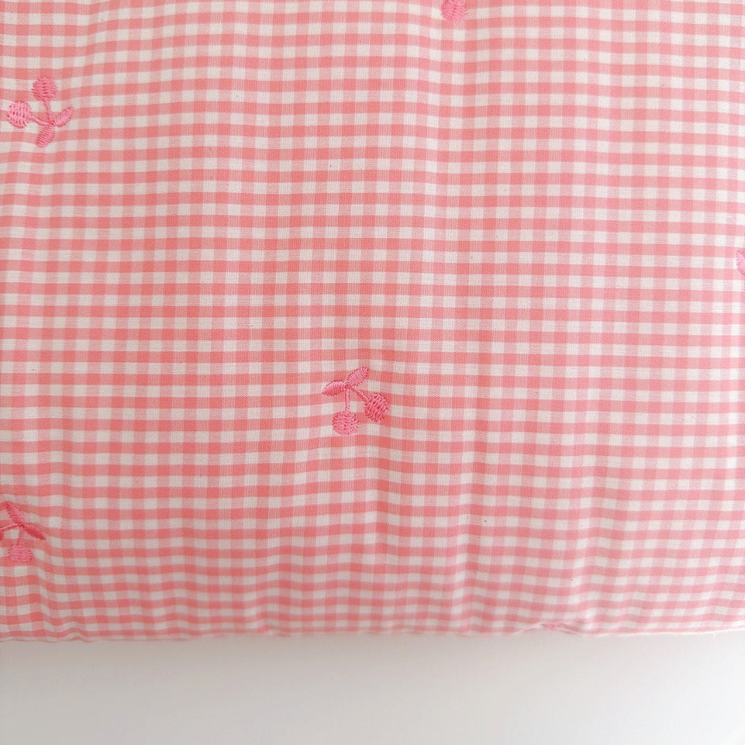 【即納】pink gingham cherry quilting / チェリー / ギンガム / チェック / コットン / キルティング［QU036］