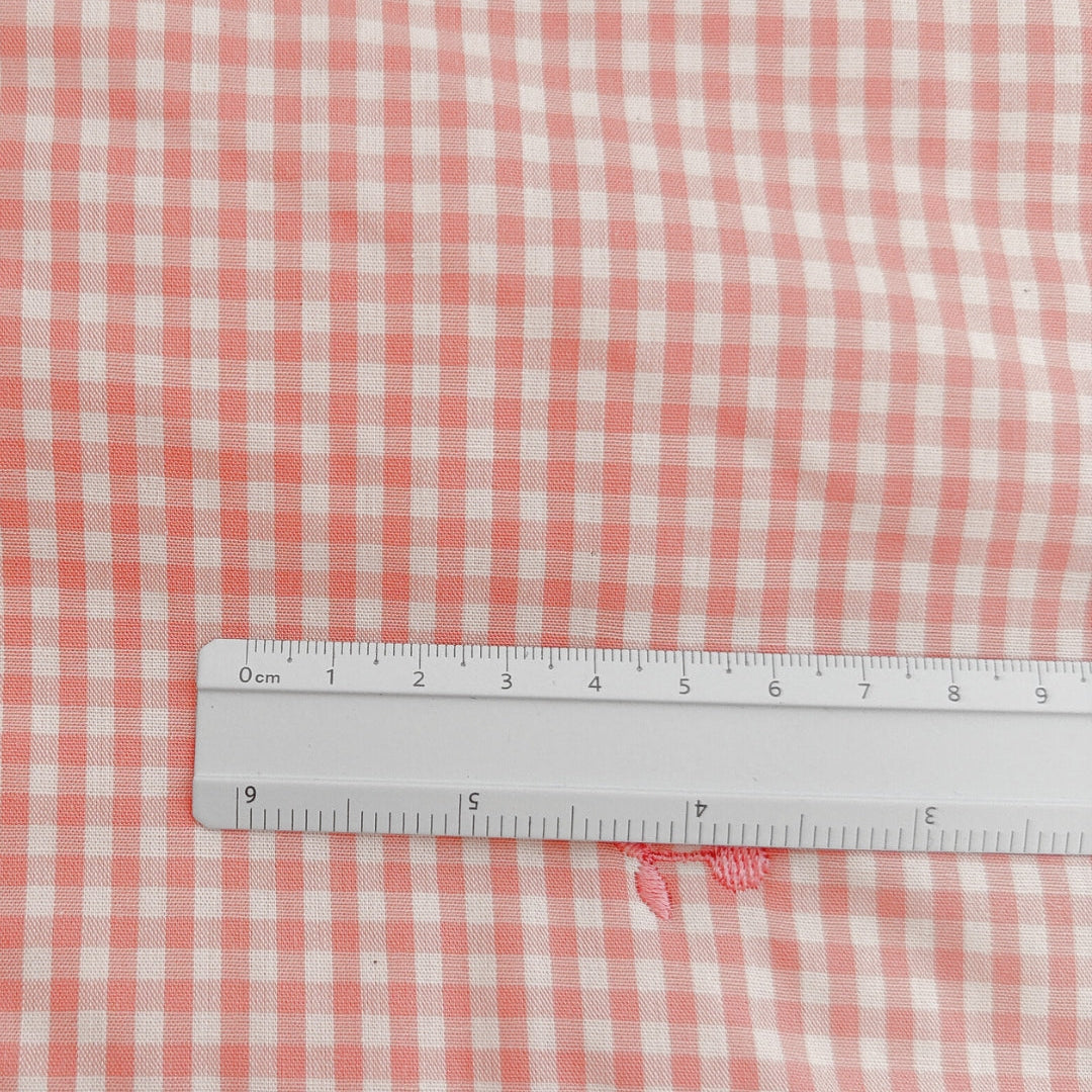 【即納】pink gingham cherry quilting / チェリー / ギンガム / チェック / コットン / キルティング［QU036］
