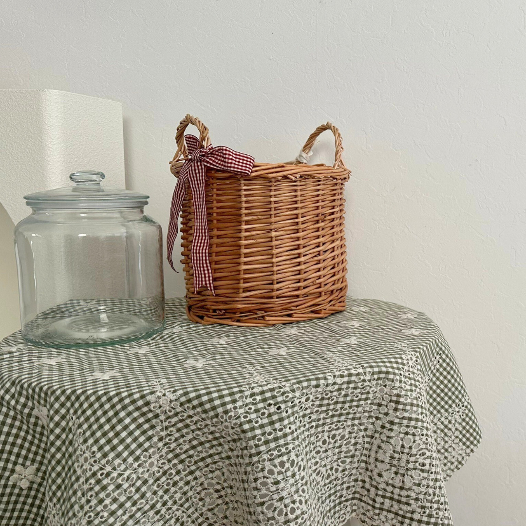 【即納】flower check  / 刺繍 / コットン / チェック / フラワー［EM002］