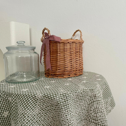 【即納】flower check  / 刺繍 / コットン / チェック / フラワー［EM002］