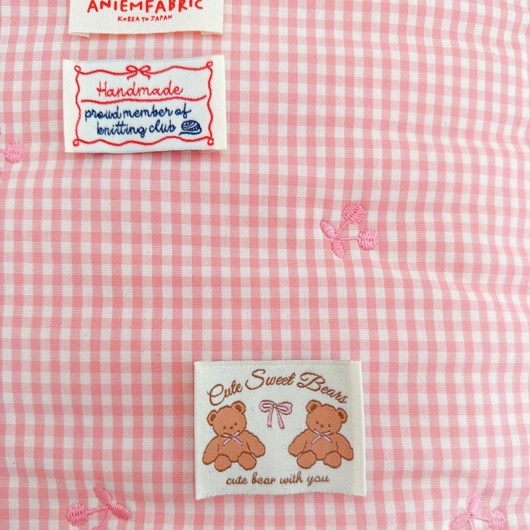 【即納】pink gingham cherry quilting / チェリー / ギンガム / チェック / コットン / キルティング［QU036］