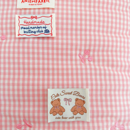 【即納】pink gingham cherry quilting / チェリー / ギンガム / チェック / コットン / キルティング［QU036］