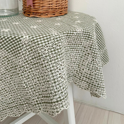 【即納】flower check  / 刺繍 / コットン / チェック / フラワー［EM002］