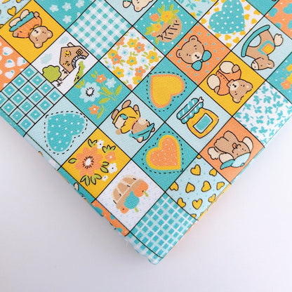 【即納】teddy patchwork twill / くま / パッチワーク / コットン / ツイル［CO072］