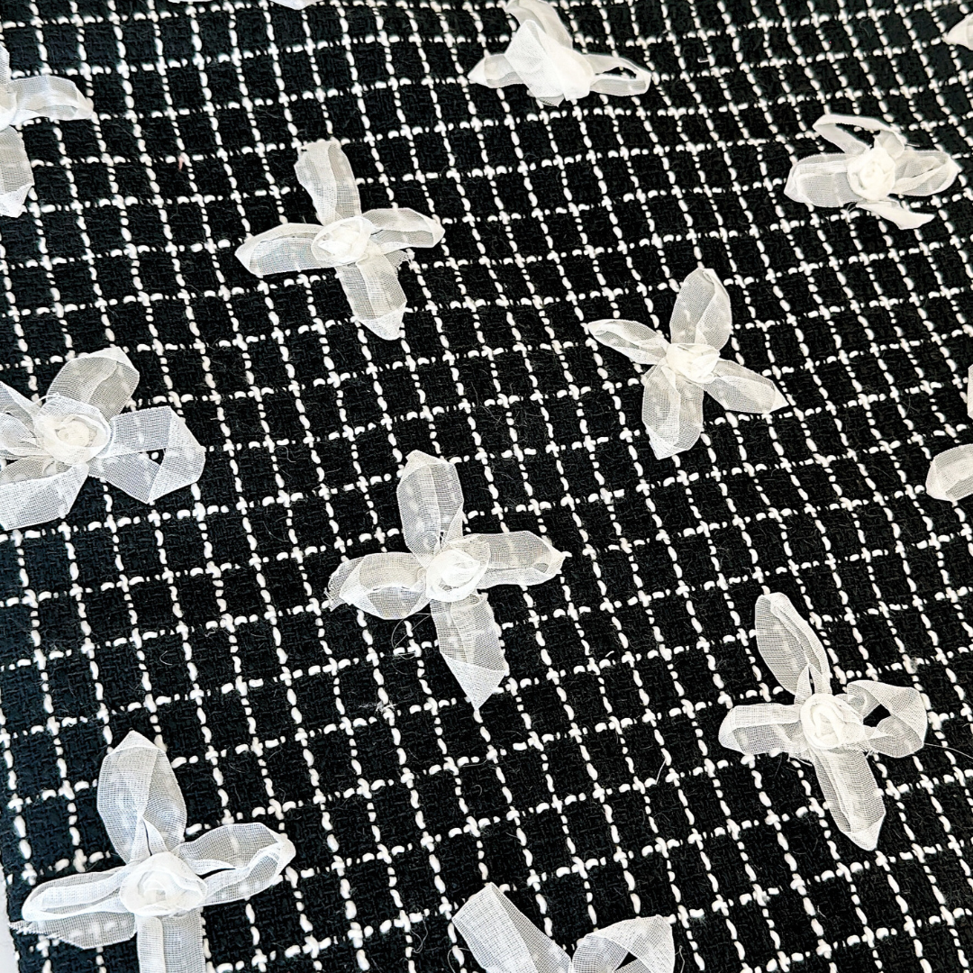 【即納】monotone ribbon tweed / リボン / ツイード［TW007］