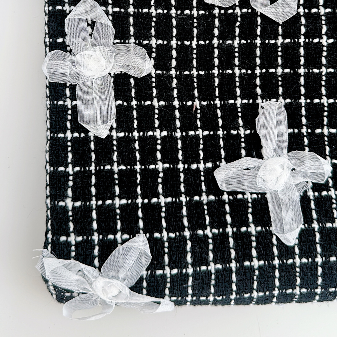 【即納】monotone ribbon tweed / リボン / ツイード［TW007］