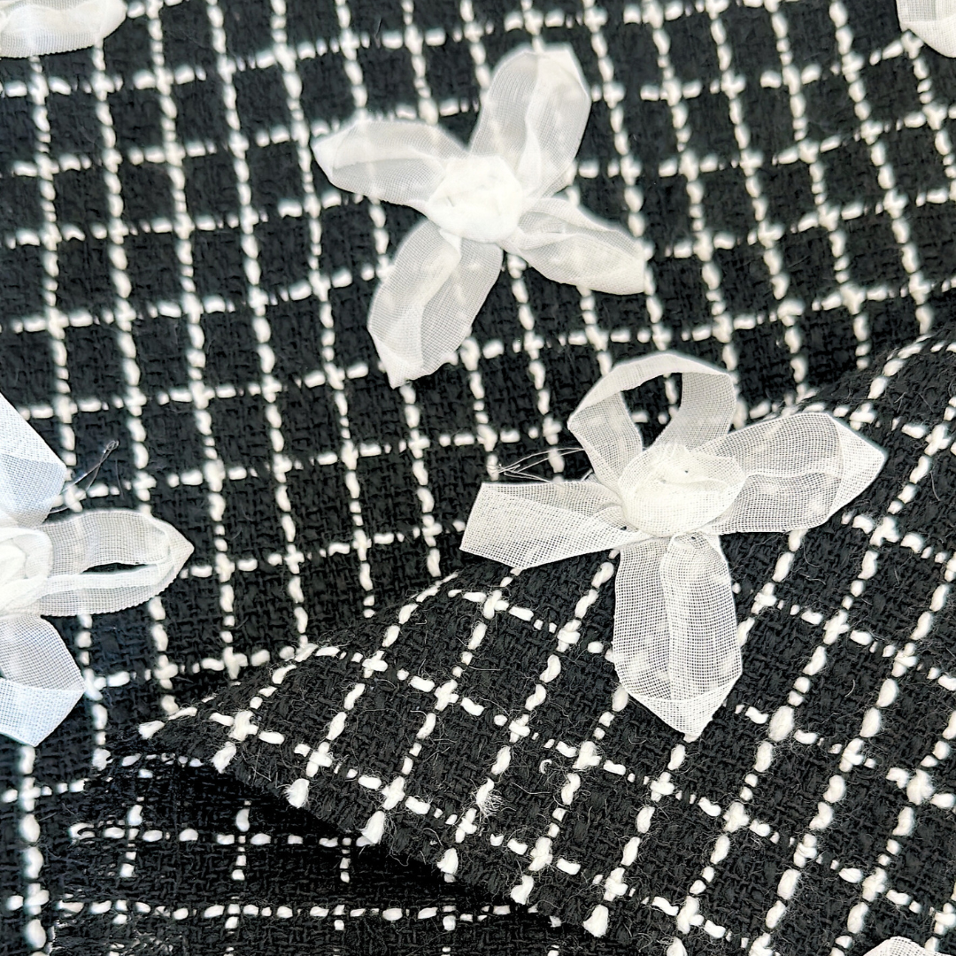 【即納】monotone ribbon tweed / リボン / ツイード［TW007］