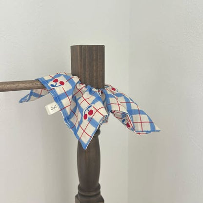 【即納】vintage blue check cherry  / コットン / チェック / チェリー /［CO009］