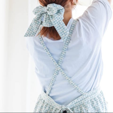 【即納】ribbon flower check  / 刺繍 / コットン / チェック / リボン / フラワー［EM003］