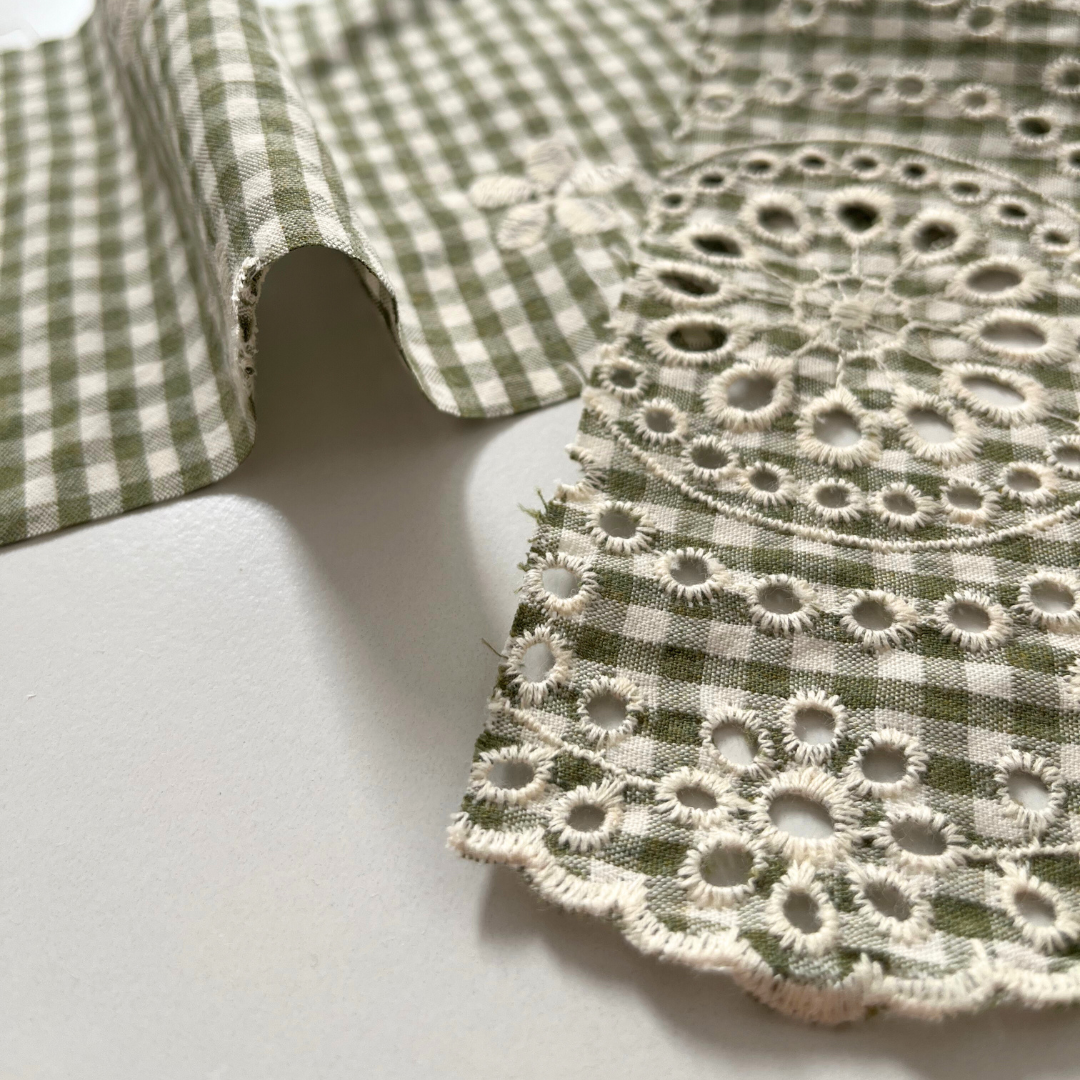 【即納】flower check  / 刺繍 / コットン / チェック / フラワー［EM002］