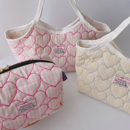 【即納】sugar stripe heart quilting / ストライプ / キルティング［QU016］