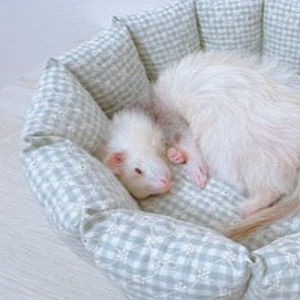 【即納】ribbon flower check  / 刺繍 / コットン / チェック / リボン / フラワー［EM003］