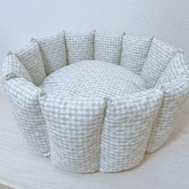 【即納】ribbon flower check  / 刺繍 / コットン / チェック / リボン / フラワー［EM003］