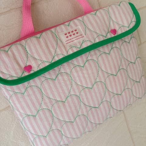 【即納】sugar stripe heart quilting / ストライプ / キルティング［QU016］