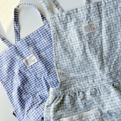 【即納】ribbon flower check  / 刺繍 / コットン / チェック / リボン / フラワー［EM003］