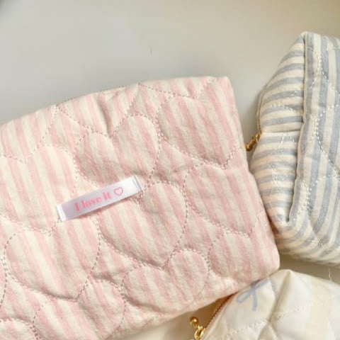 【即納】sugar stripe heart quilting  / ストライプ / キルティング［QU022］