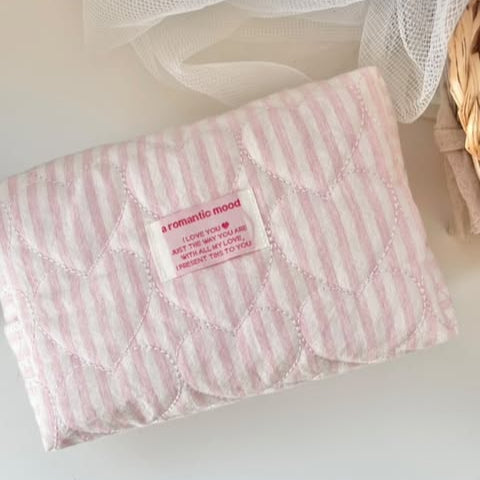 【即納】sugar stripe heart quilting / ストライプ / キルティング［QU016］