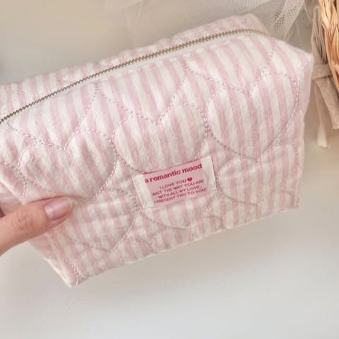 【即納】sugar stripe heart quilting / ストライプ / キルティング［QU016］