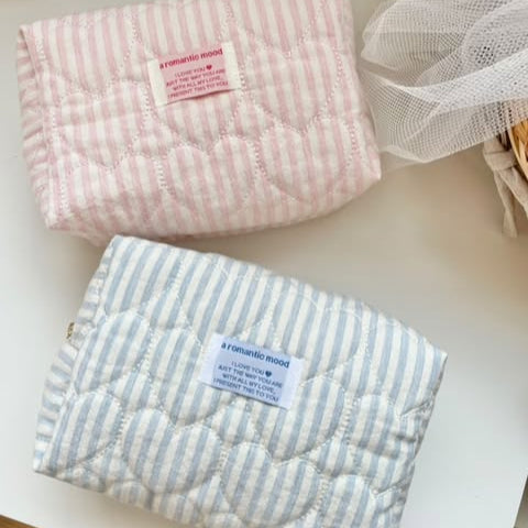 【即納】sugar stripe heart quilting / ストライプ / キルティング［QU016］