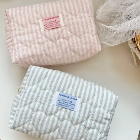 【即納】sugar stripe heart quilting  / ストライプ / キルティング［QU022］