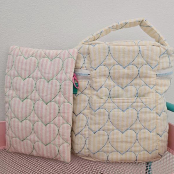 【即納】sugar stripe heart quilting / ストライプ / キルティング［QU016］