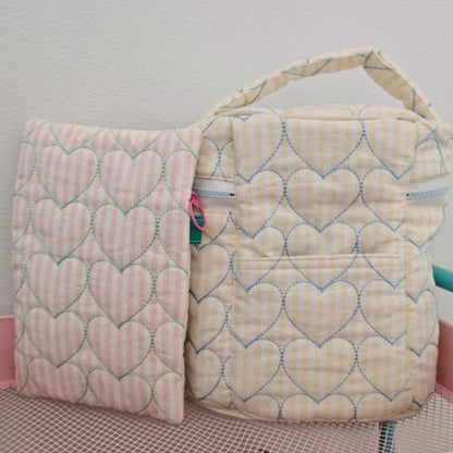 【即納】sugar stripe heart quilting / ストライプ / キルティング［QU016］